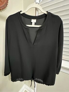 Weekends by Chico's Jet Black Top - Chico’s Size 2 (12)
